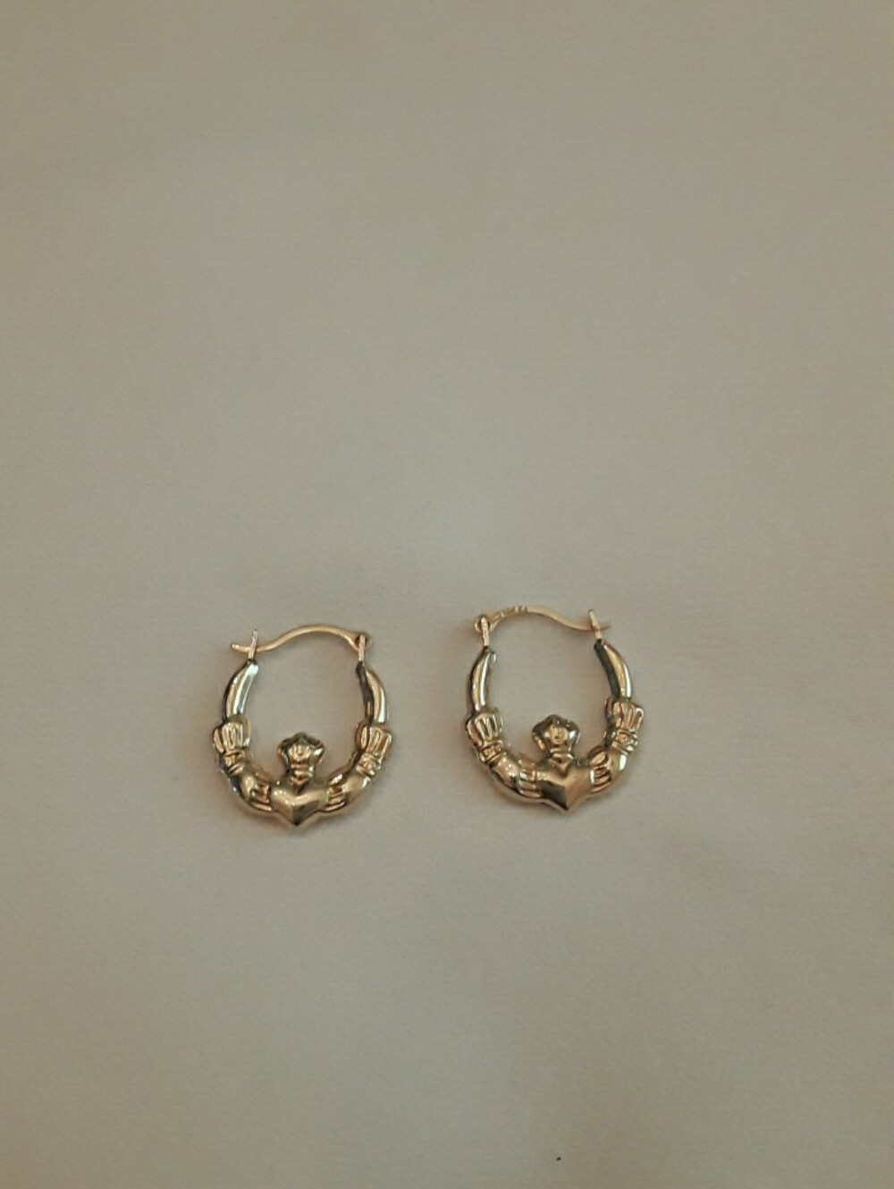 10k gold Claddagh tiny hoop earrings